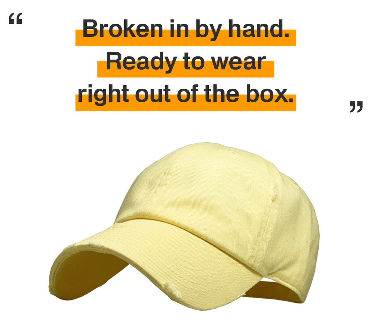 Vanilla Distressed Vintage Baseball Cap Front Side View